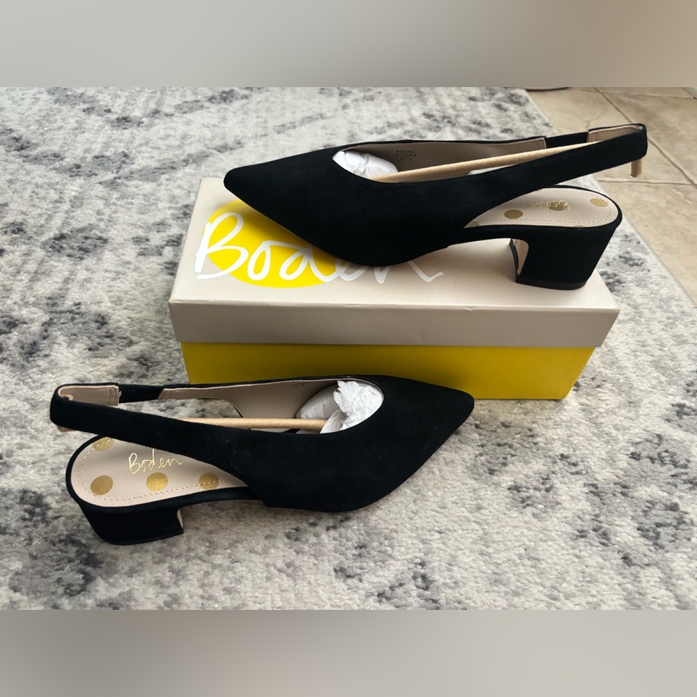 Boden Lena black suede slingback low heel - Picture 1 of 6